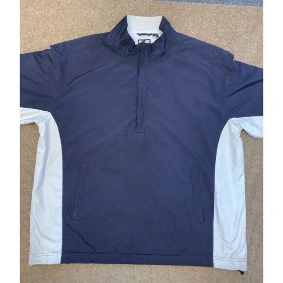 Ping Golf Fade Windshirt Mens L Short Sleeve Nylon Half Zip Fade Navy Pullover - Picture 1 of 7